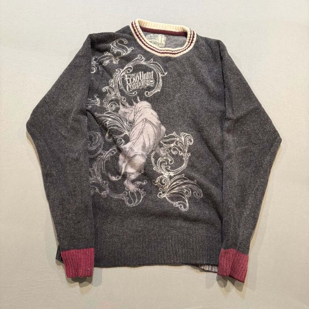 Ecko Unltd. Company Vintage Y2K Rhino Graphic Knit Sweater Size Large